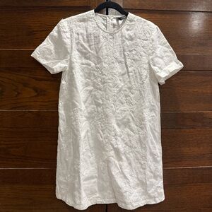 ZARA medium White Floral Dress embroidered linen feel bridal shower summer photo